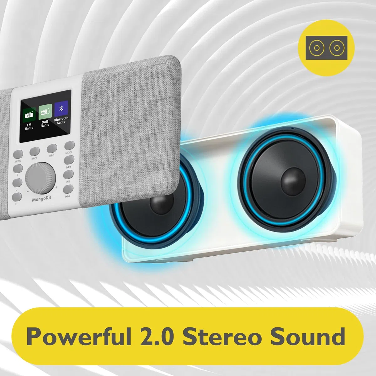 MD5 Stereo DAB Radio mit Bluetooth,DAB Plus Radios,Digitalradio,UKW Radio,Tragbares Dab Radios,Küchenradio mit Netzbetrieb und Batterie,Farbdisplay,Alarme,Uhr,Schlummerfunktion-Steingrau