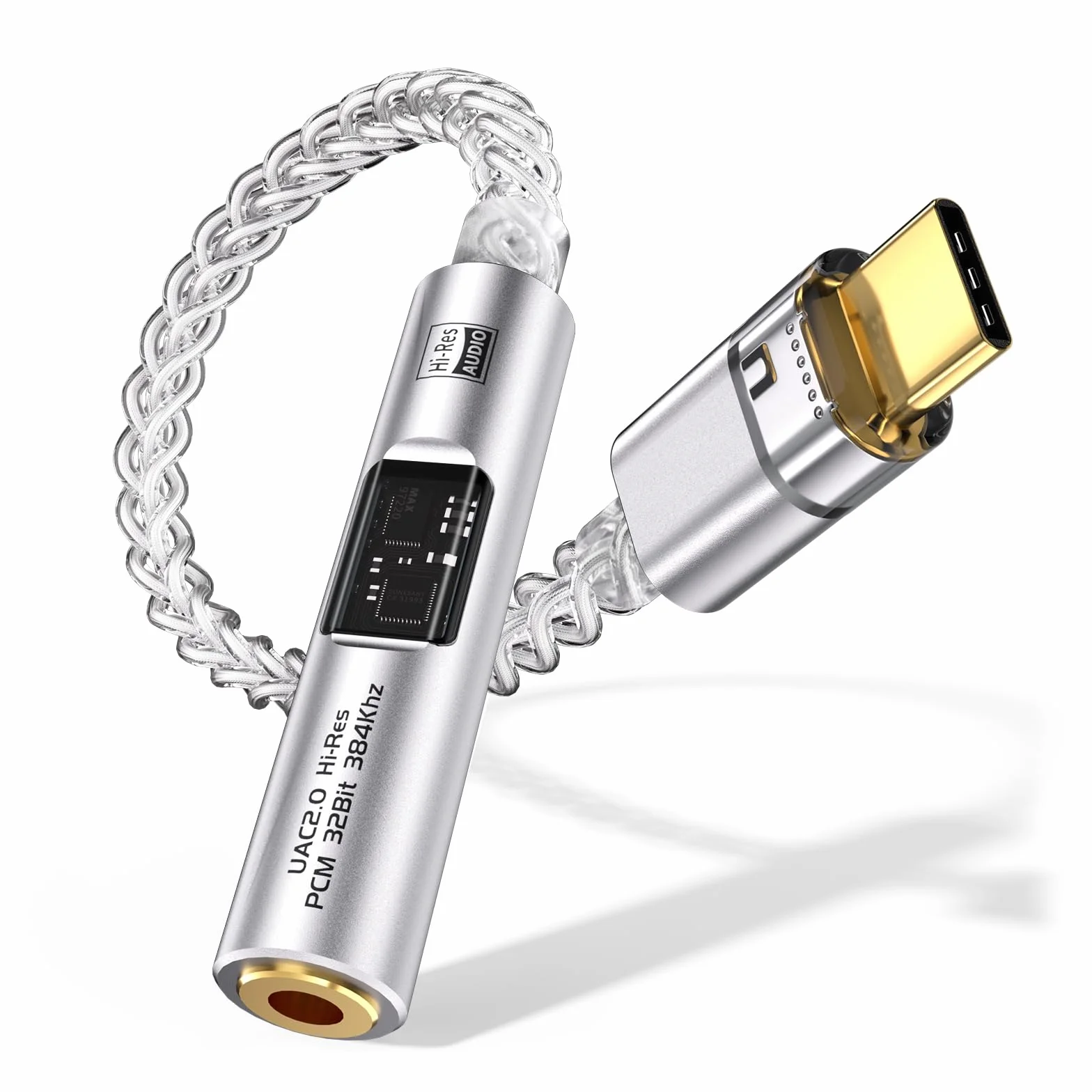 USB-C DAC Kopfhöreradapter,CX31993+MAX97220 32bit/384kHz Type-C Auf 3.5mm Hi-Res Audio Kopfhörer Verstärker Hi-Fi Adapter für iPhone 17/16/15/ iPad/Samsung usw