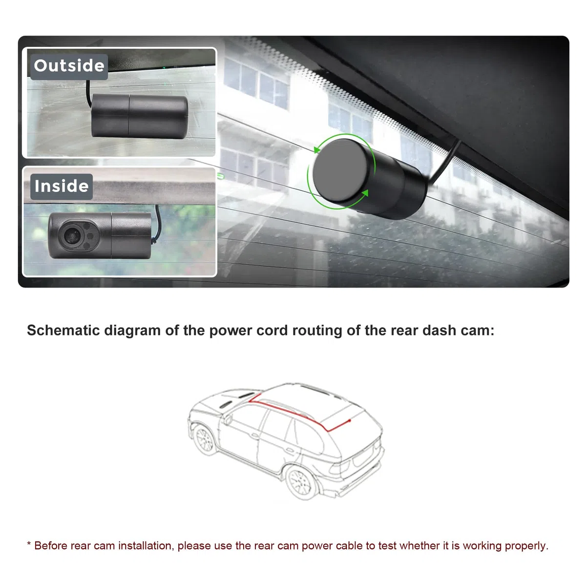 mangoal 2K Rear HDR Dash Cam, STARVIS 2 IMX675, Can Be Directly Plugged into the Front Dash Cam, Only Applicable to the Front Kamera Whose WiFi Name Contains the Number 529