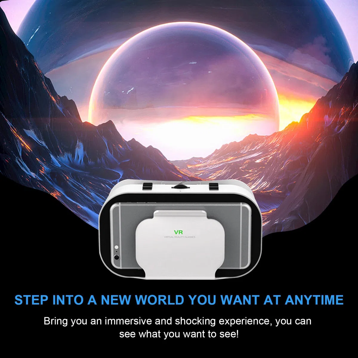 VR Brille Handy, Virtual Reality 3D Headset mit Fernbedienung, Augenschutz 3D Handy Brille HD Linsen VR Headset, Kompatibel IOS Android für Phone 4,7-6,5 Zoll(Schwarz)