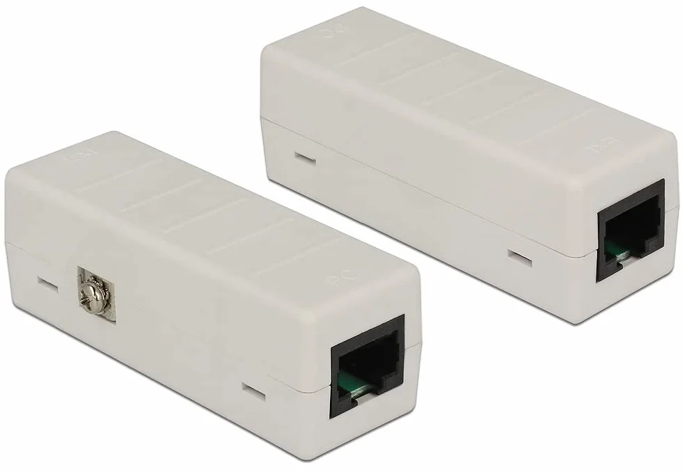 DeLock Netzwerk Isolator Überspannungsschutz Blitzschutz 6 kV RJ45, 62619, grau