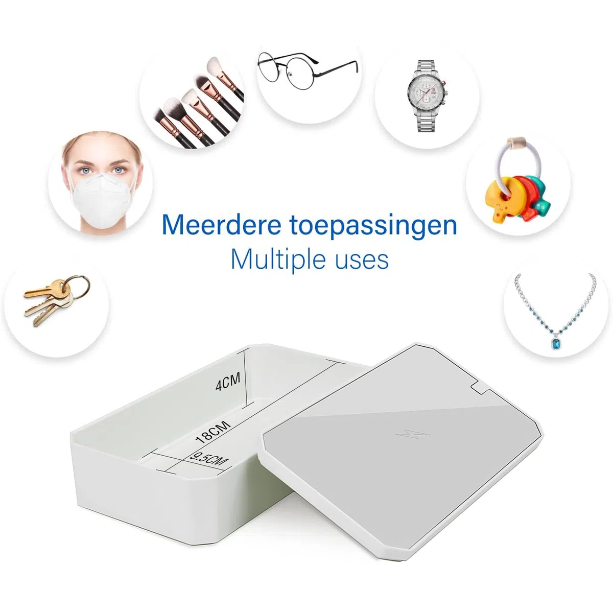 Leicke UV Desinfektionsbox Sterilisator Licht mit Induktionsladegerät, tragbares Desinfektionsgerät mit QI induktive Ladestation, UV-Reinigungsgerät für Handy, Masken, Brillen, Schlüssel, Schmuck USW.