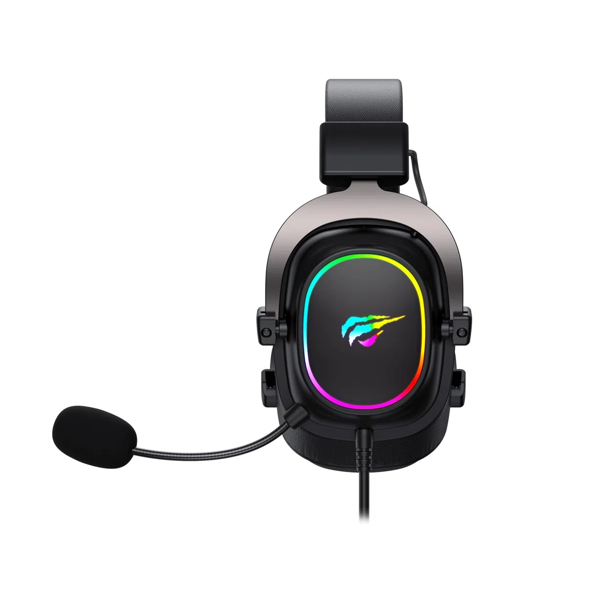 Havit H2002p RGB Gaming Headset mit Mikrofon – 50 mm Treiber – 7.1 Kopfhörer mit Kabel Surround Sound – Memory Foam Ohrpolster, Verstellbarer Kopfbügel - 2 m Spiralkabel (Schwarz, Ocker)