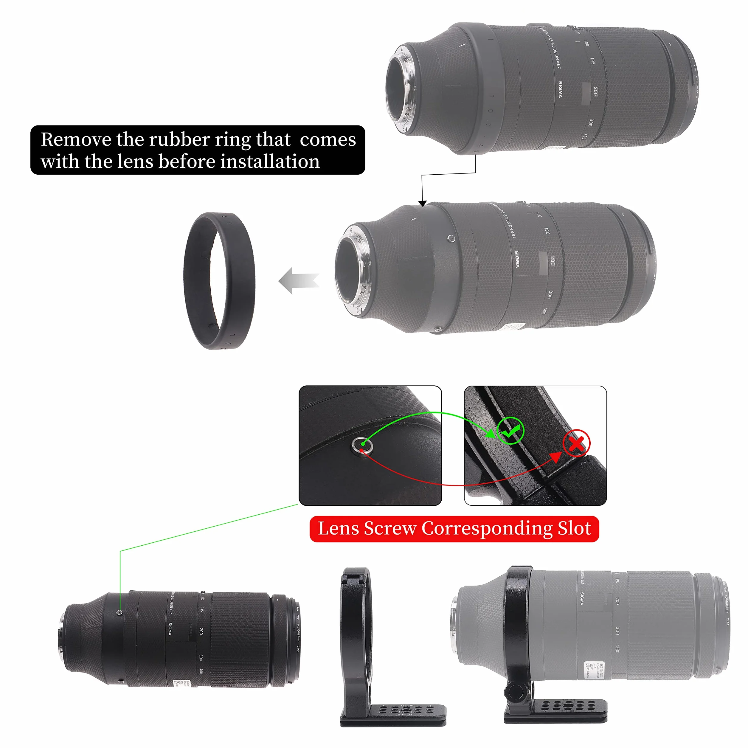 Hersmay Metall Objektiv Stativschelle für Sigma 100-400 F5-6.3 DG DN OS Objektiv für Sony E Mount Art 105mm F1.4 DG HSM Eingebaute Arca-schnellwechselplatte