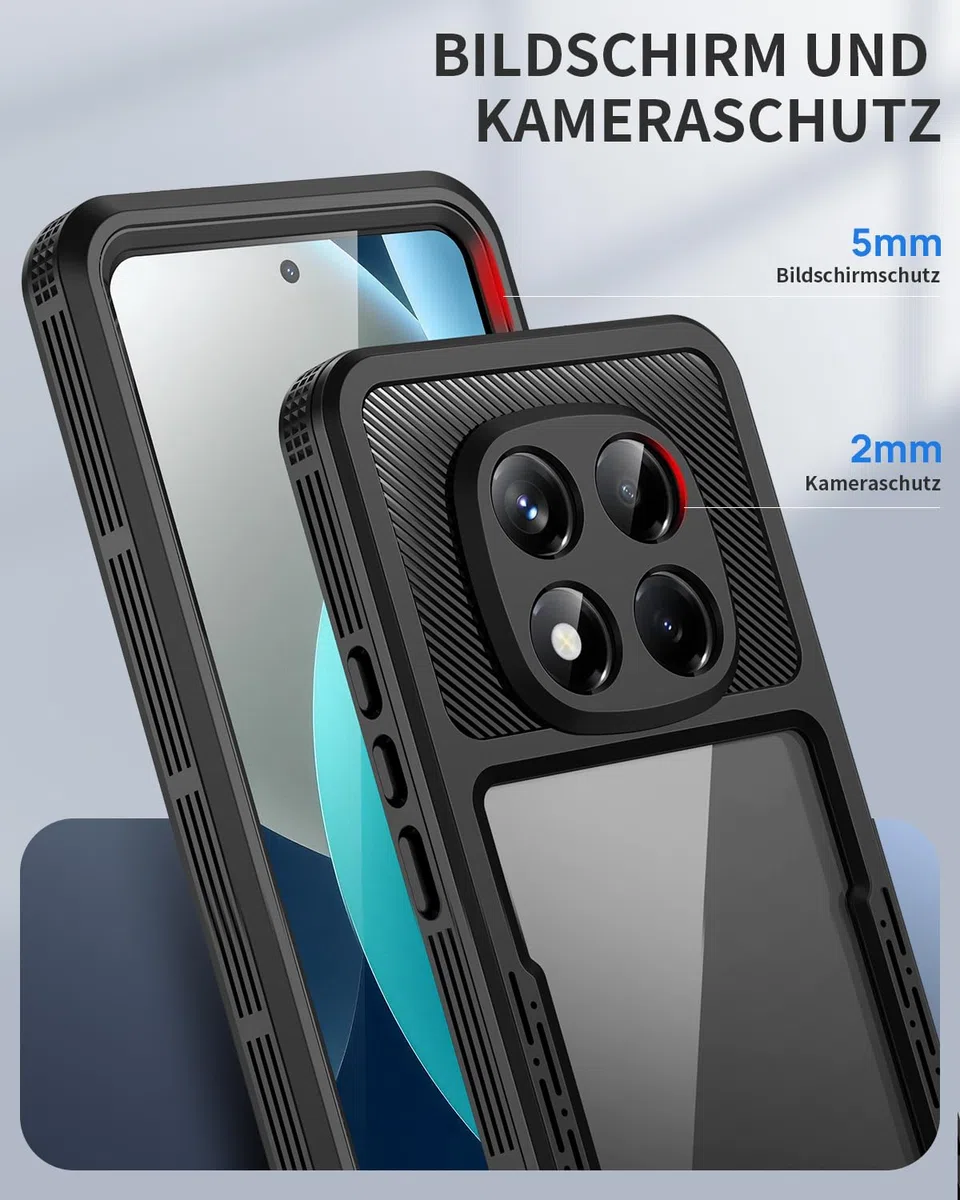 Lanhiem für Xiaomi Redmi Note 15 Pro 5G Hülle, IP68 Wasserdicht Handyhülle Xiaomi Note 15 Pro 5G 360 Grad Schutzhülle Stoßfest Staubdicht Outdoor Panzerhülle mit Eingebautem Displayschutz, Schwarz