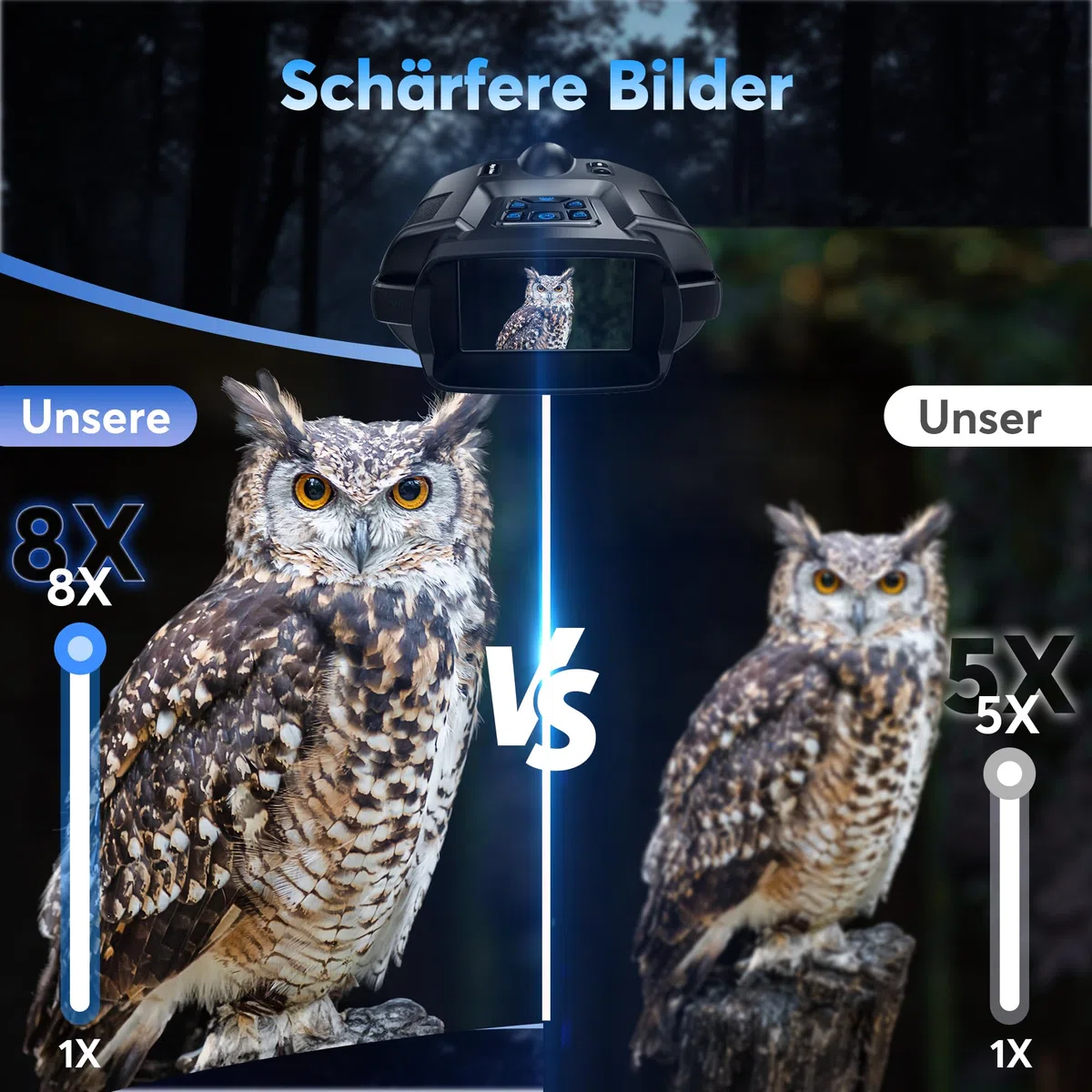 Haokoo Nachtsichtgerät 4K 5000mAh 600M 8X Digitaler Zoom Infrarot IP65 für Jagd Camping
