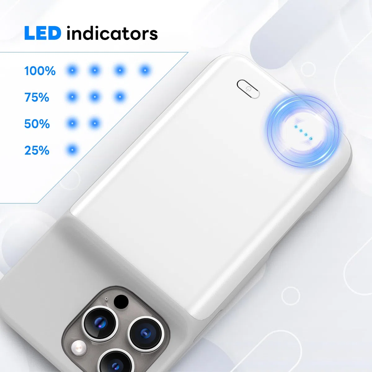 Akkuhülle für iPhone 16 Pro (6,3"), 7000mAh Wiederaufladbar Batterie Ladehülle Akku mit Panzer Schutz Glas, Powerbank Hülle Zusatzakku Akku Case Akku Ladehülle Handyhülle-Weiß