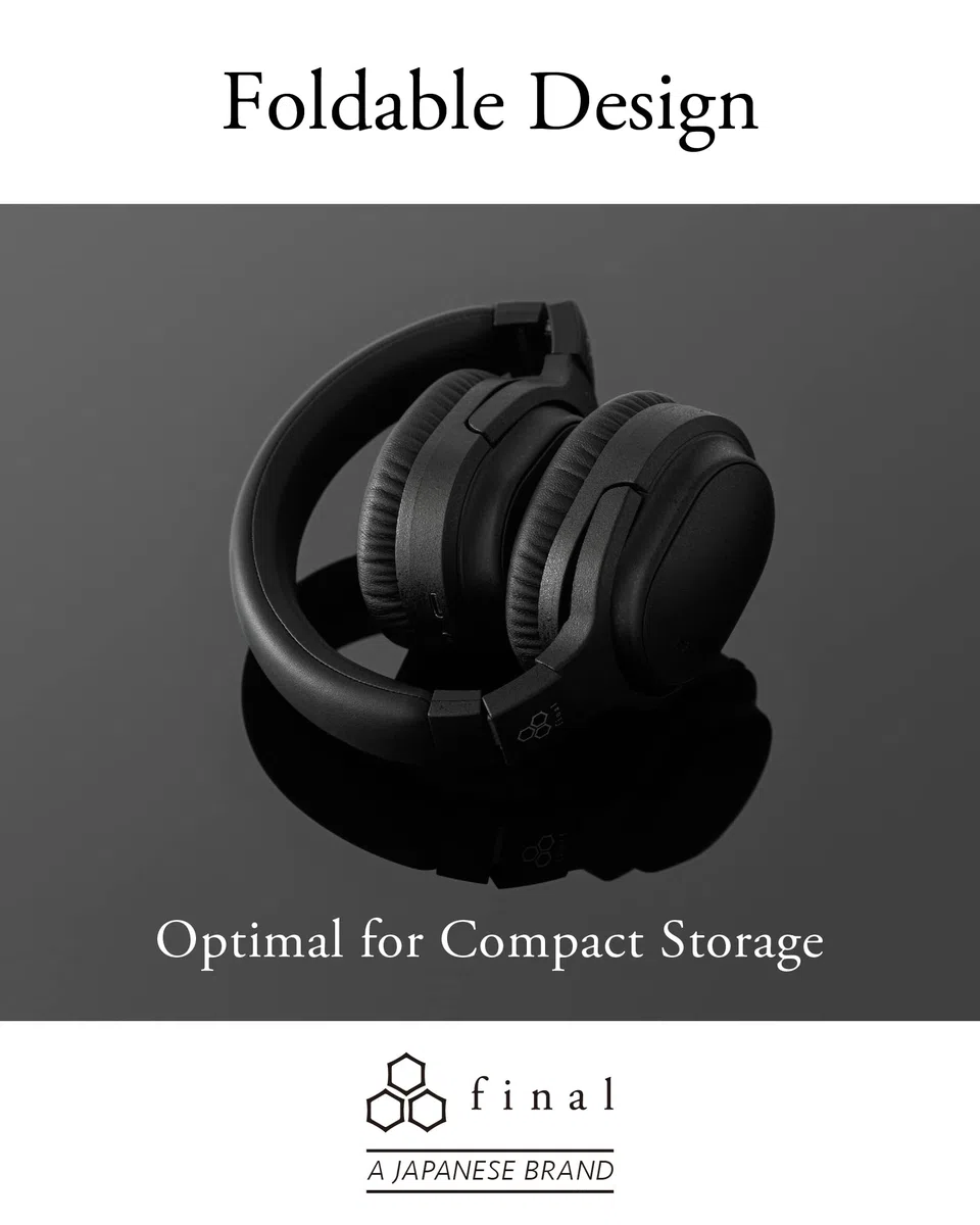 final UX3000 Bluetooth-Kopfhörer, HiFi-Klangqualität, Hybrid-Geräuschunterdrückung, maximal 35 Stunden Musikwiedergabe, aptX niedrige Latenz, Multipoint-Verbindung, entworfen in Japan (Schwarz)