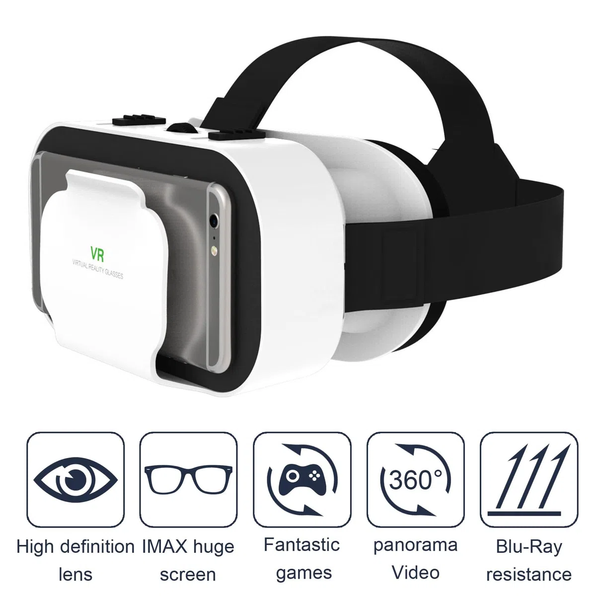 VR Brille Handy, Virtual Reality 3D Headset mit Fernbedienung, Augenschutz 3D Handy Brille HD Linsen VR Headset, Kompatibel IOS Android für Phone 4,7-6,5 Zoll(Schwarz)