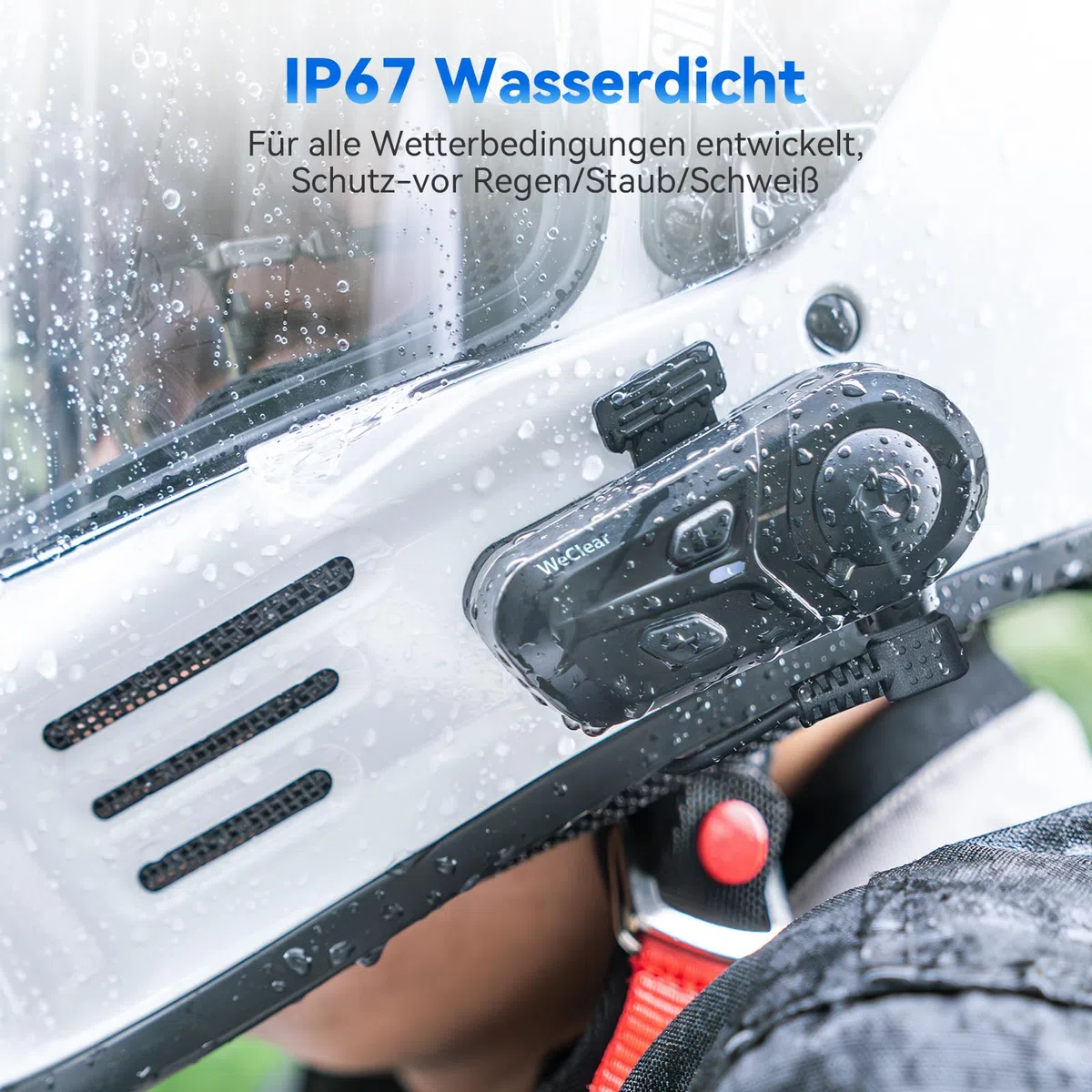 L1 Motorradhelm Headset, Helm Bluetooth Kopfhörer mit Sprachassistent, Geräuschunterdrückung Bluetooth-Headset, 40mm HiFi Lautsprecher, IP67 Wasserdicht