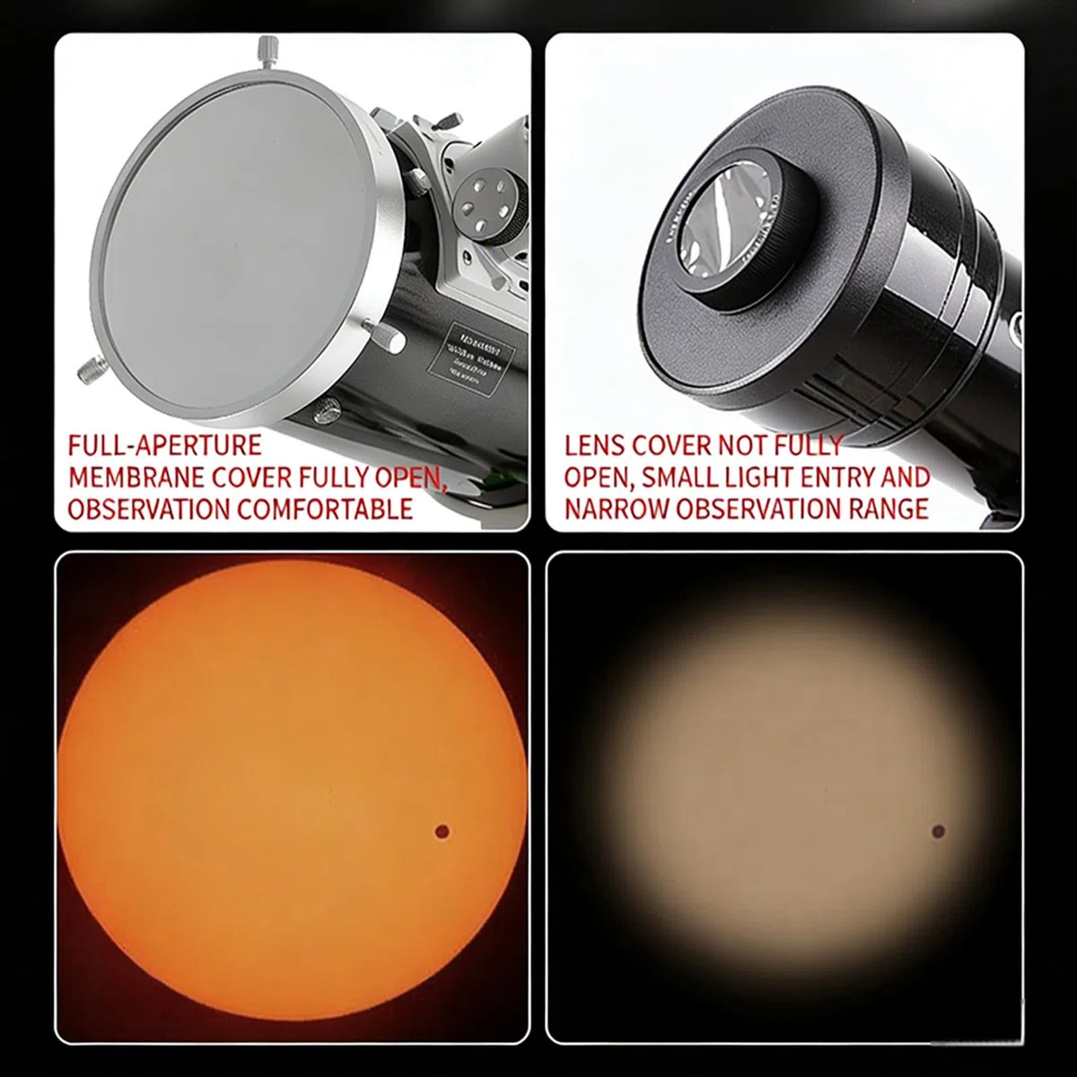 Solarfolie Sonnenfleckenfilter 80–250 mm Teleskope Sonnenmembran zum Betrachten von Sonnenflecken und Sonnenfinsternissen