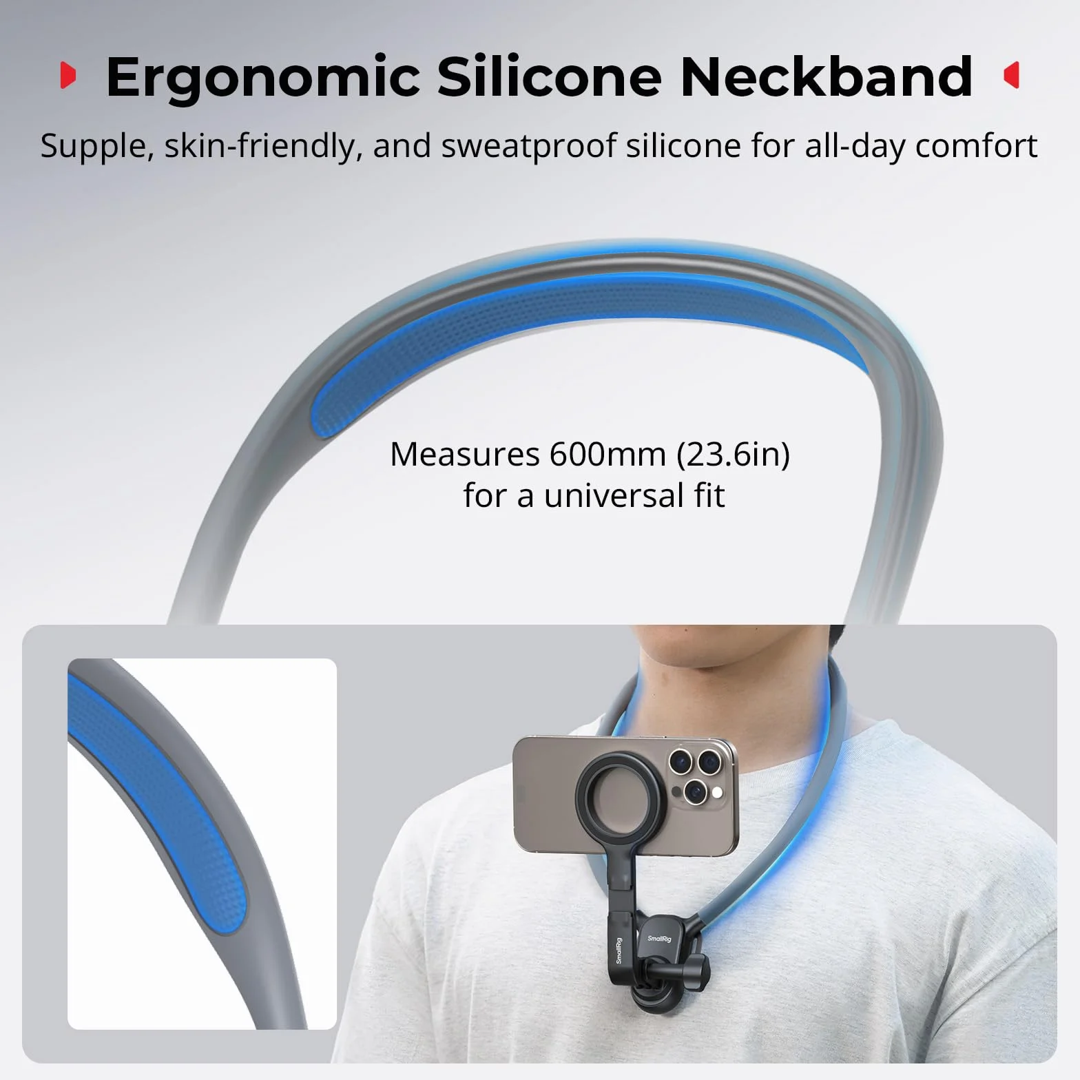 SMALLRIG Magnetische Halshalterung mit Brustgurt für Handy/Actionkamera,POV/Vlog Handyhalterung Brust für iPhone 17/16, für Android, Brusthalterung für GoPro, für DJI osmo/Action, für Insta360– 5127