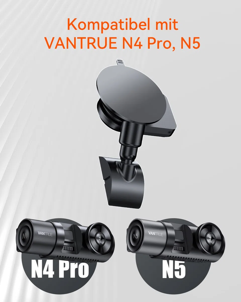 VANTRUE N5/N4 Pro Auto Dashcam Kamera Saugnapf Halterung mit USB-C Port und GPS Melder (Geschwindigkeit, Position,Route)