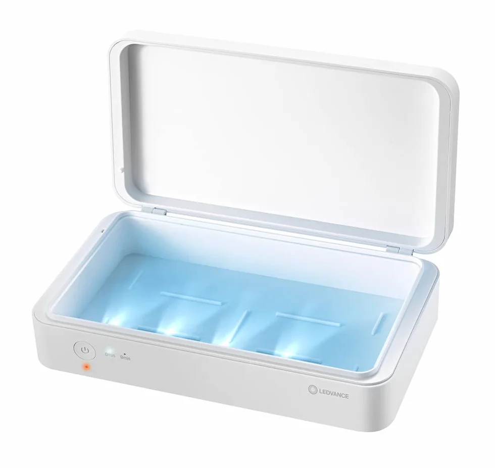 LEDVANCE UVC Sterilization Box, volle UV-C Power zur Bekämpfung von Viren und Bakterien, Mobile Sterilisationseinheit zur Desinfektion von Dingen des täglichen Gebrauchs, 21,9 x 12,6 x 6,3 cm