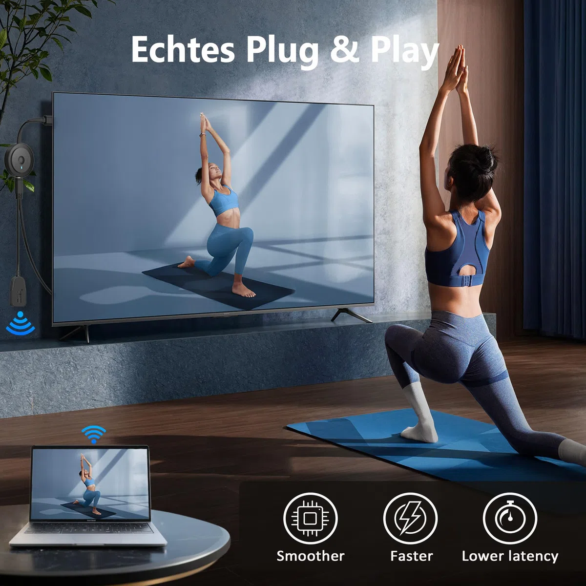 Wireless HDMI Adapter für TV, SOCLLLife Wireless HDMI Dongle, Miracast Dongle,Kabellos HiFi Adapter von Android/OS/Windows/Mac OS Laptop,Tablet, to PC/TV/Monitor/Projektor, Miracast/Airplay/DLNA 16"