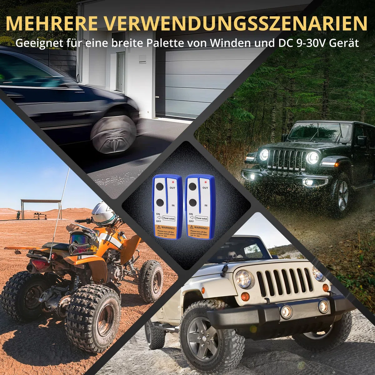 AMTOVL Fernbedienung für seilwinde 12V bis zu 30 m Seilwinde Fernschalter für Jeep ATV SUV