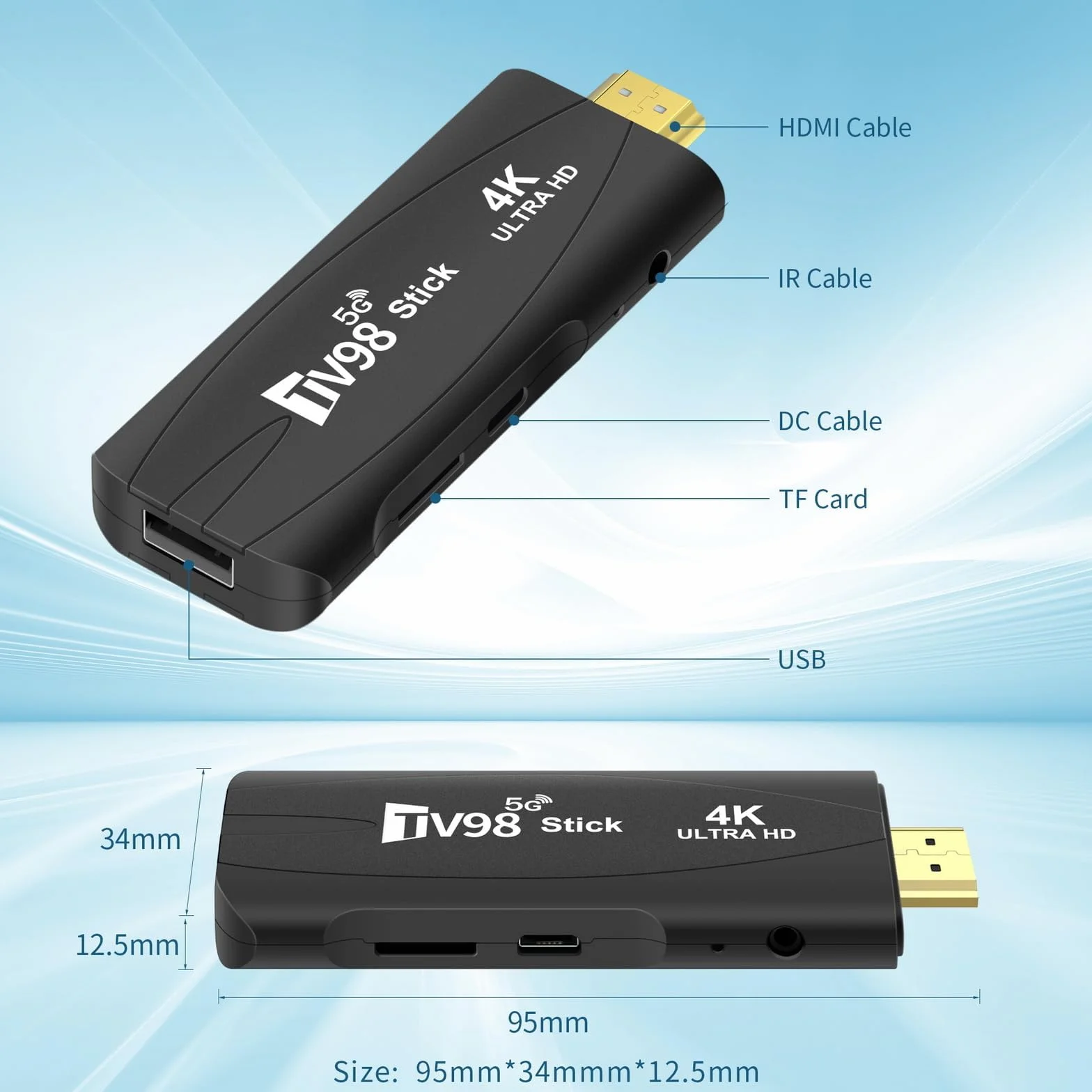 Android TV Stick 2GB+16GB H18 Quad-Core 64bit WiFi6 Dual WiFi 2.4G/5G 4K HDR10+ Ultra USB HD Smart TV Stic (H 2+16)