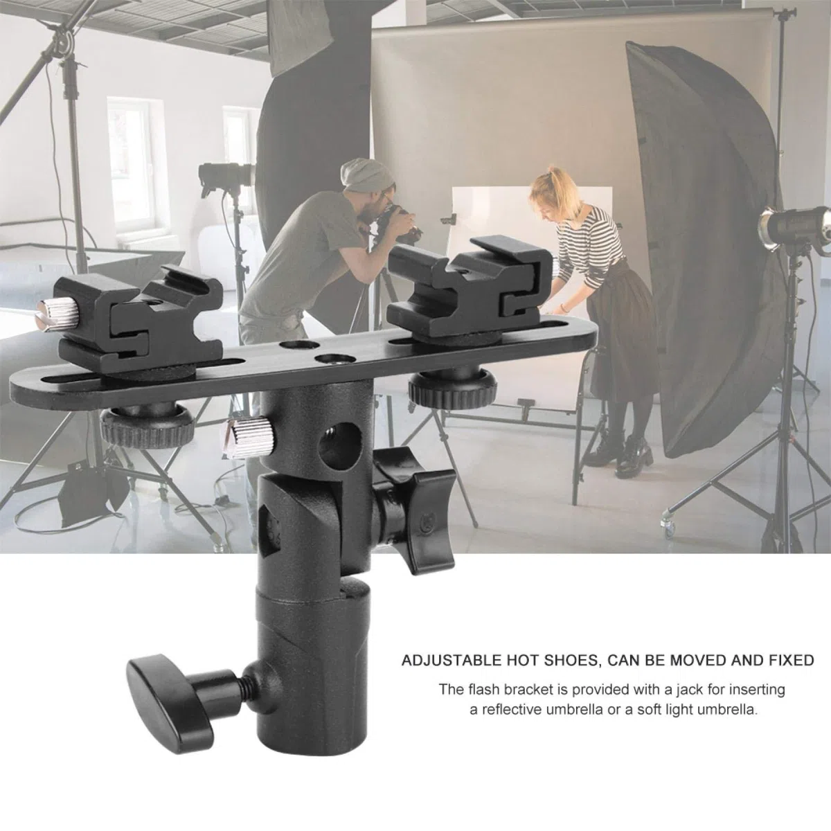 Blitzhalterung, Blitzschiene, Blitzschuh-Blitzgerät-Ständer Regenschirmhalter Lichtstativ-Halterung 1/4'' Bis 3/8'' Kompatibel Für Blitz Lichtstativ Stativ Regenschirm
