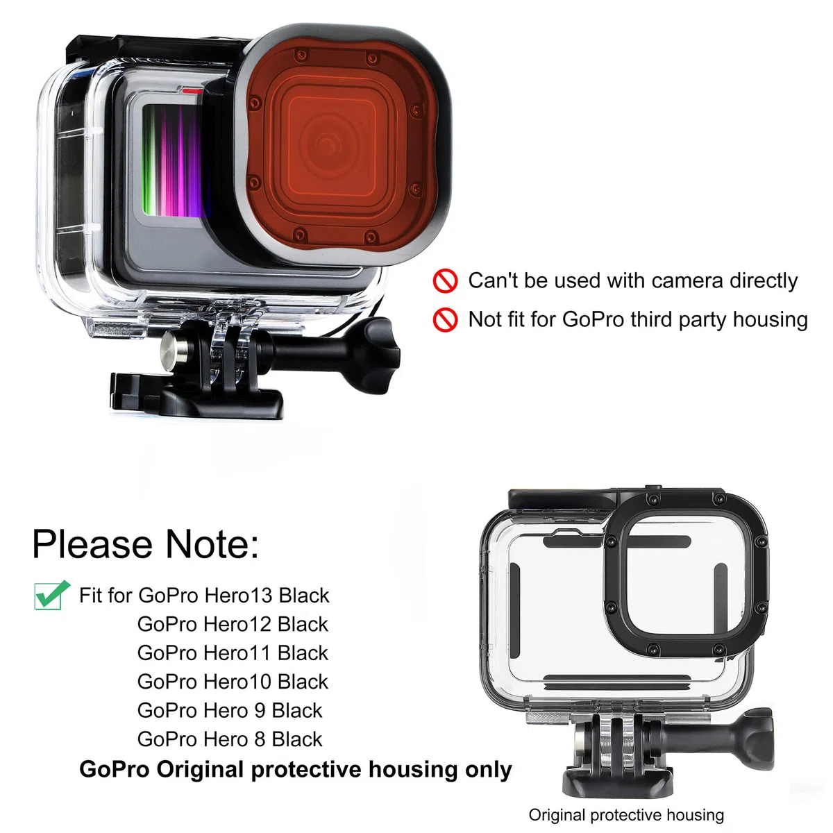 SOONSUN Tauchfilter für GoPro Hero 8 9 Schwarz, offizielles wasserdichtes Schutzgehäuse – Rot, Hellrot und Magenta Filter verbessert Farben Verschiedene Unterwasser-Video- Fotografie-Bedingungen.