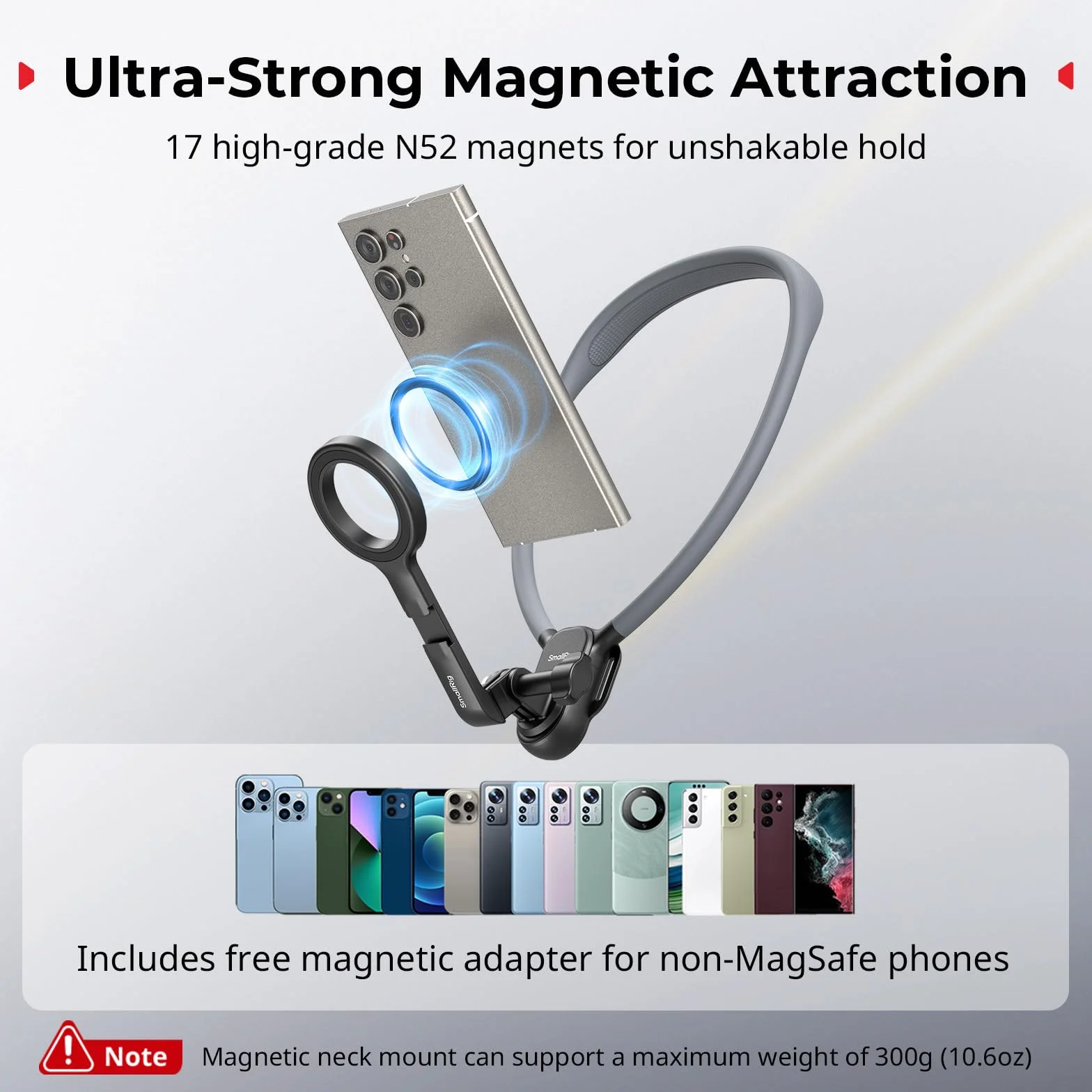 SMALLRIG Magnetische Halshalterung mit Brustgurt für Handy/Actionkamera,POV/Vlog Handyhalterung Brust für iPhone 17/16, für Android, Brusthalterung für GoPro, für DJI osmo/Action, für Insta360– 5127