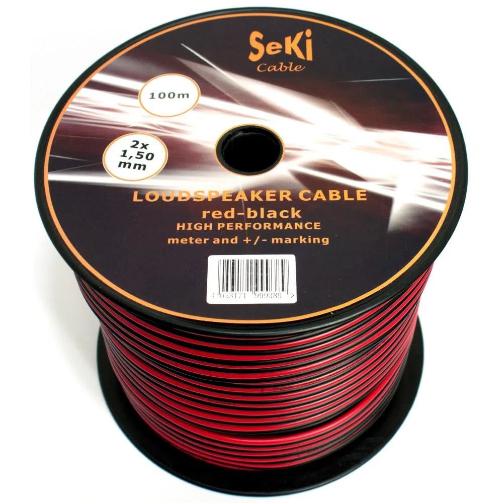 SeKi 2x1,50mm2 - 100m - rot-schwarz - CCA - Audiokabel - Boxenkabel