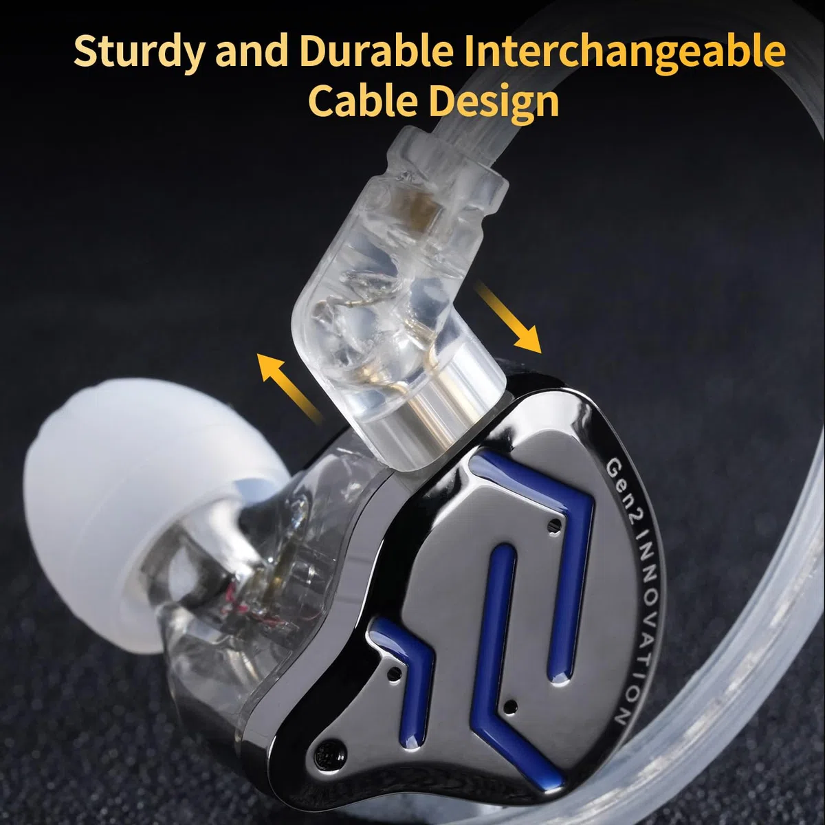CCA KZ ZSN PRO 2 5,1 cm Ohr-Monitor-Kopfhörer, 1BA + 1DD 5-Treiber IEM-Kopfhörer, Metallabdeckung, Gaming-Ohrhörer, HiFi-Ohrhörer mit 2-poligem abnehmbarem Kabel, für Musiker, DJ-Drummer, Audiophile
