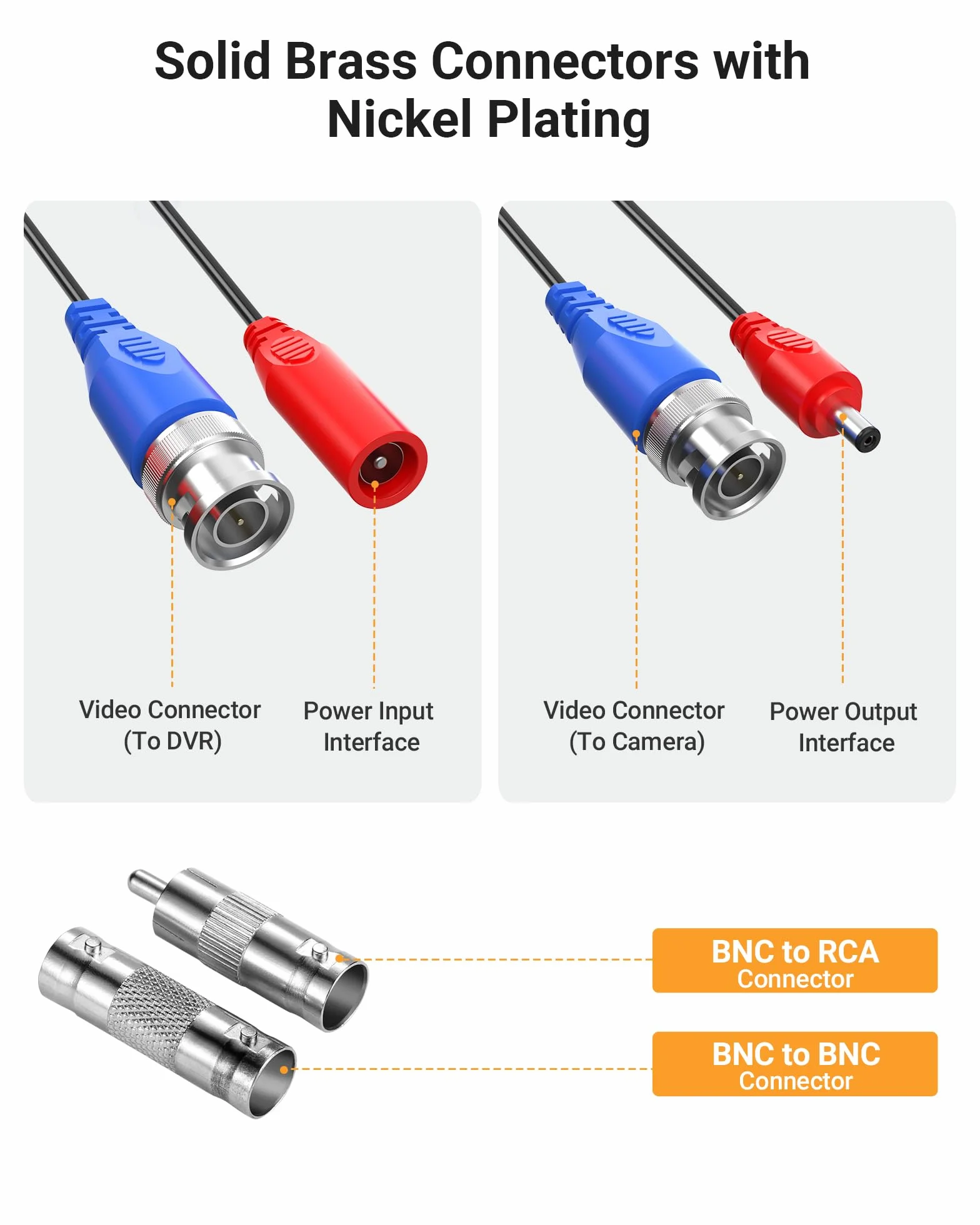 Anlapus 4 Stück 30 Meter AHD/TVI/CVI Vorgefertigt Kabel BNC Video & Power Verlängerungskabel für CCTV System von 960 H bis 1080P Auflösung