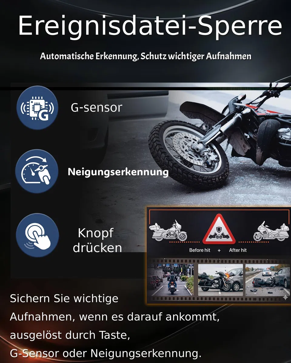Mio Dashcam Motorrad Vorne Hinten kabellos mit akku 4,5 Stunden, dashcam motorradhelm mit Schutzart IP67, 2.5K HDR,GPS, Wi-Fi, 60fps, App-Steuerung, 3 Jahre Garantie (MiVue MP30)