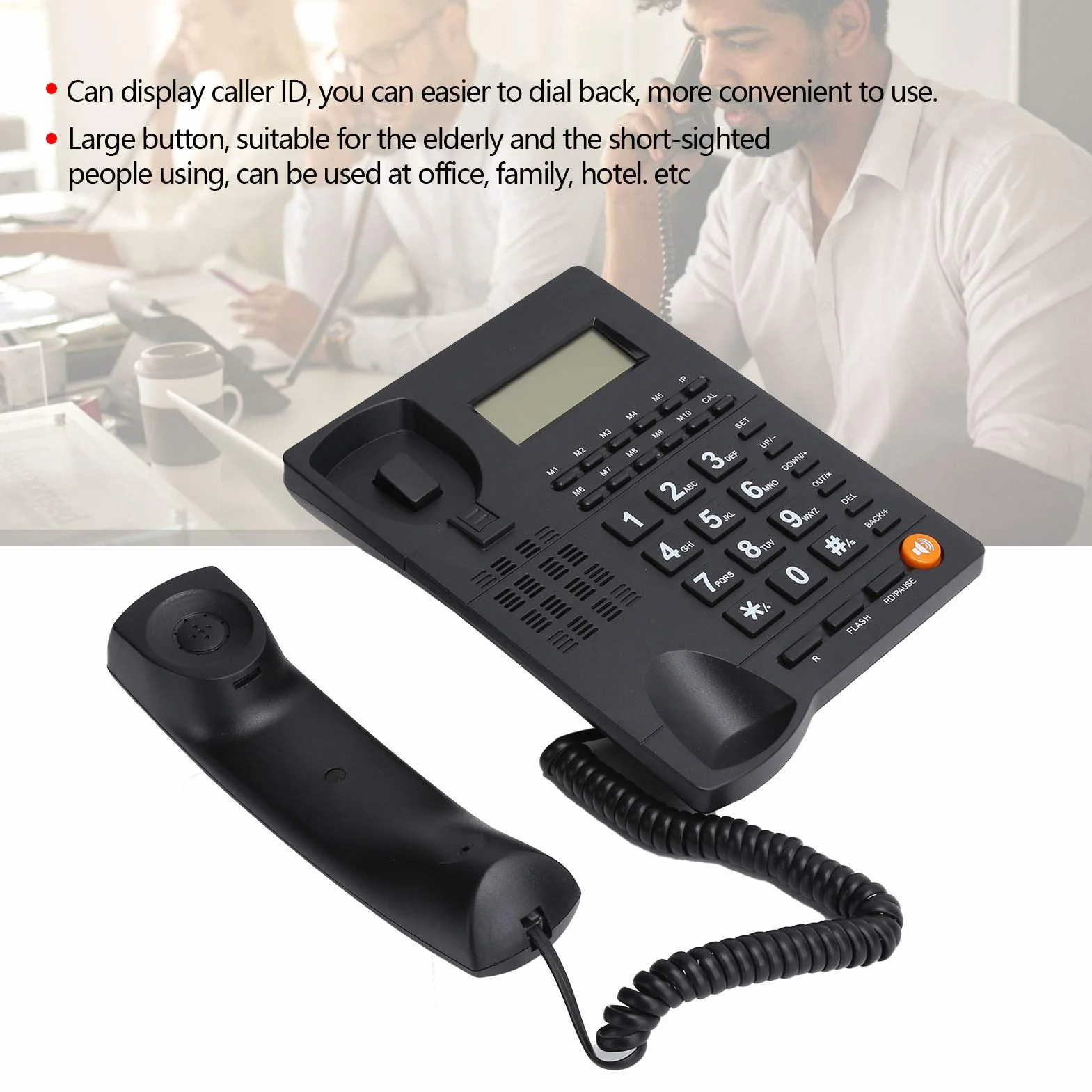 ciciglow Schnurgebundenes Telefon, Freisprech-Festnetztelefon mit Großem Knopf für Family Office und Eingebauten Intelligenten Sprachchip Im Hotel