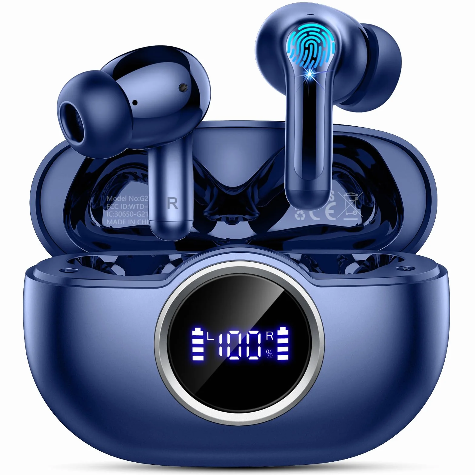 Kopfhörer Kabellos Bluetooth 5.4, Bluetooth Kopfhörer In Ear 2024 Kabellose Kopfhörer Tiefer Bass, ENC Noise Cancelling Mic Wireless Earbuds 36Std Wireless Ohrhörer, IP7 Wasserdicht/USB-C/LED-Anzeige