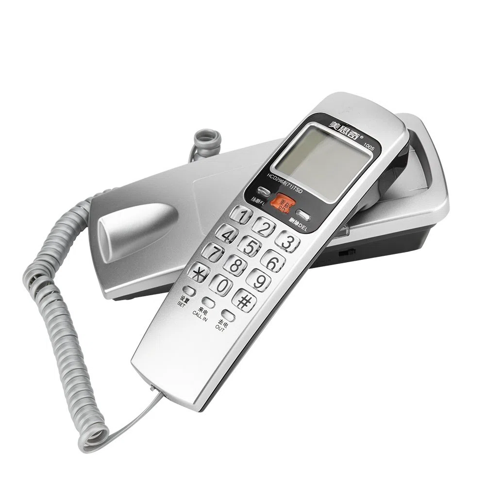Kabelgebundenes Telefon,Tragbares an der Wand befestigtes Festnetztelefon mit Standard FSK/DTMF Display Anrufer ID, Lautsprecher, Kabel Desk Erweiterungs Station für Zuhause/Büro/Hotel(Silber)