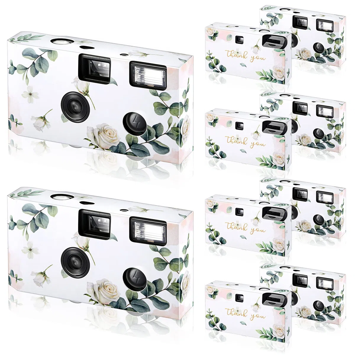 Einwegkamera für Hochzeit, Einwegblitz, 35 mm, 27 Filmbelichtungen, 400 ISO-Filmkamera mit Blitz für Konzert, Reisen, Jahrestag, Camp, Partyzubehör, Sommerurlaub, Flitterwochen (Eukalyptus), 6 Stück