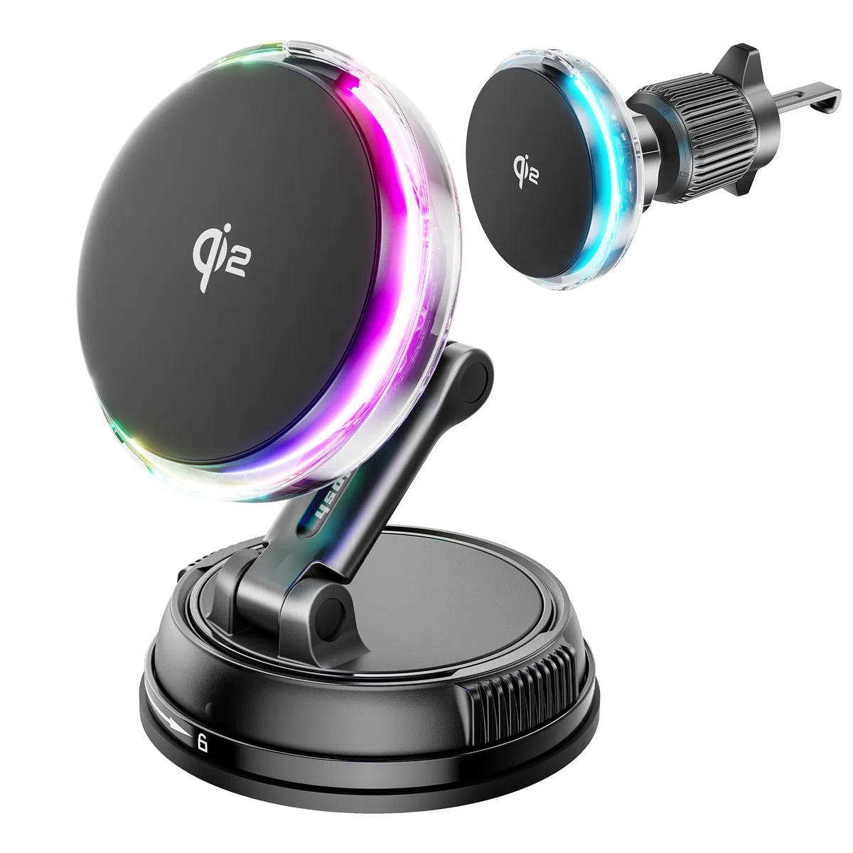 für 15W MagSafe Autohalterung Ladegerät mit Kühlventilator, [Schnellladen Handykühlung RGB Beleuchtung] 78+ lbs Starke Saugkraft Magnet Kabelloses Handyhalterung Auto,für iPhone 17/16/15/14/13/12