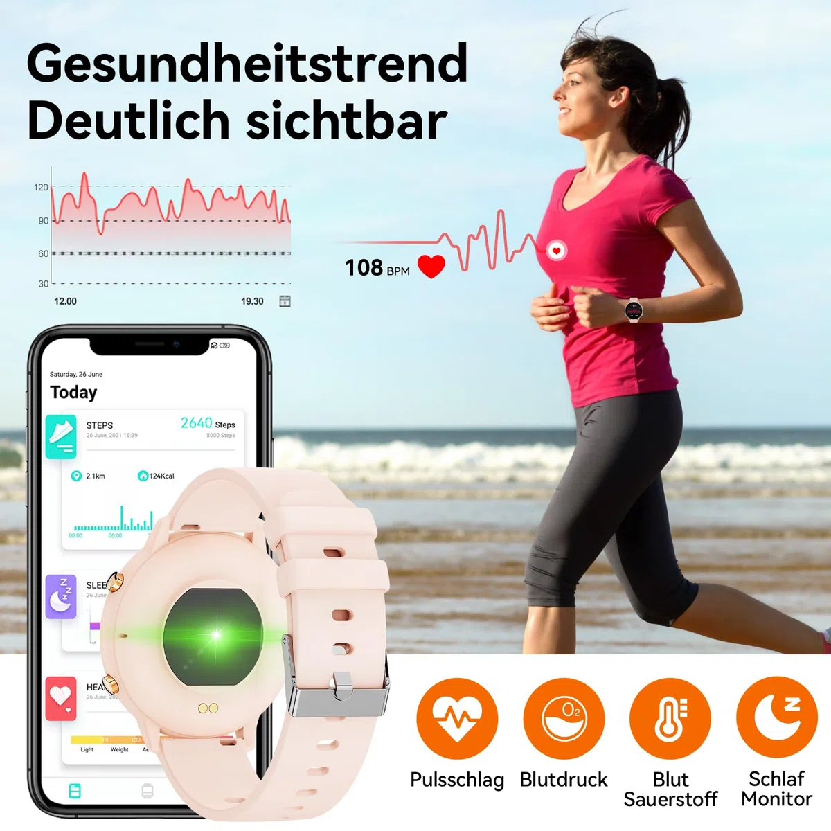 Hwagol Smartwatch Damen Herren, 1.39" Zoll Touchscreen Smart Watch mit Bluetooth Anrufe, Uhr Damen Herren mit 140+ Sportmodi SpO2 Pulsuhr Schlafmonitor Schrittzähler, Armbanduhr für iOS Android
