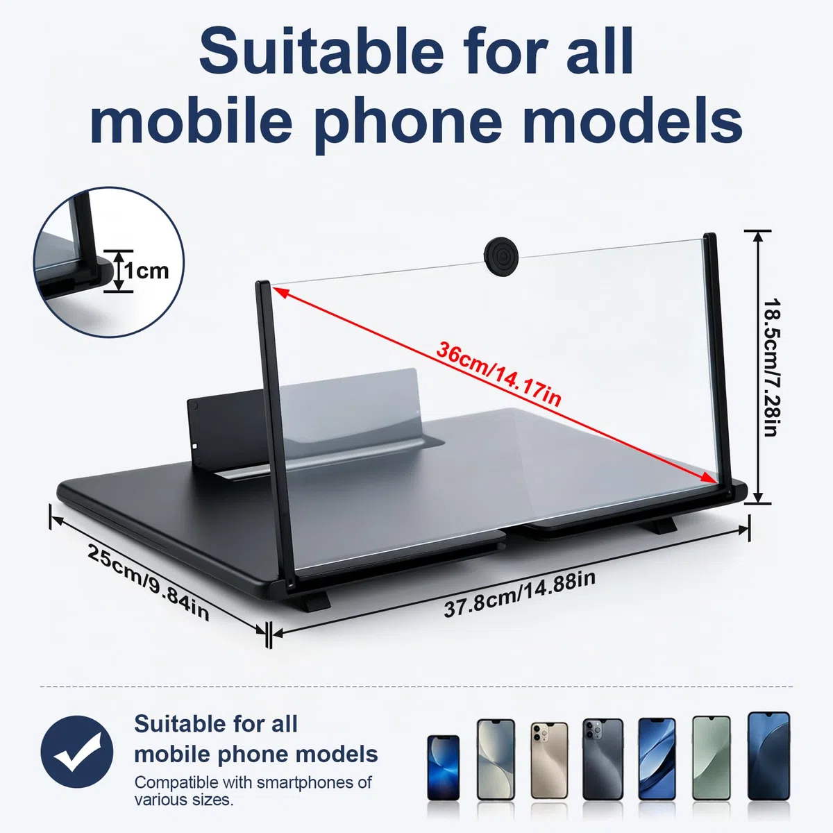 18 Zoll Bildschirmlupe für Handy, Handy Bildschirmlupe, 3D HD Handy Vergrößerungs Bildschirm, Bildschirm Lupe Handy, Ideal zum Anschauen von Fußballspielen und zum Zocken