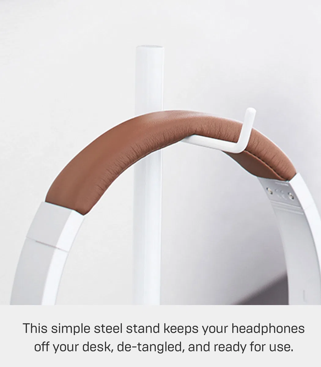 YAMAZAKI 2291 BAUTES Headphone Stand, White, Steel, 13 x 13 x 28 cm
