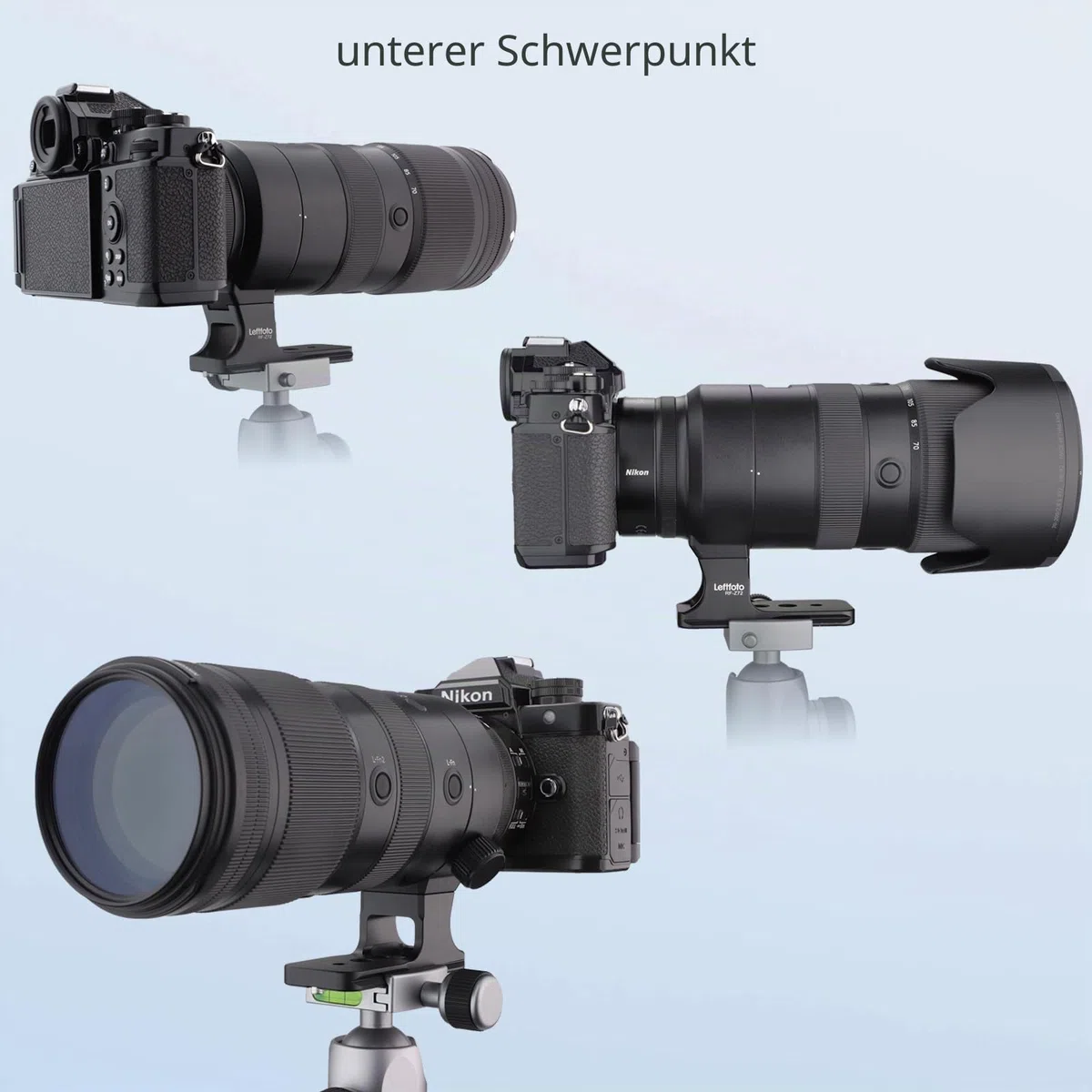 Leftfoto Ersatz-Objektivfuß für Nikon Nikkor Z 100–400 mm f/4.5–5.6 VR S, Z 400 mm f/4.5 VR S - Arca Swiss Style, Schwarz, Objektivfuß, Linsenmontage, Kamera
