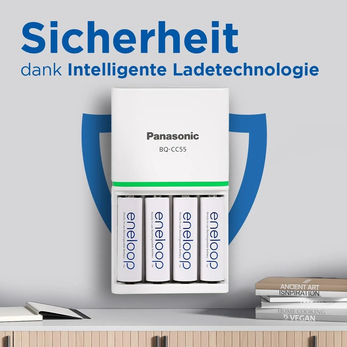 eneloop SmartPlus Ladegerät, für 1-4 AA/AAA NI-MH Akkus, 1.5 Stunden Ladezeit, 10 Sicherheitsfunktionen