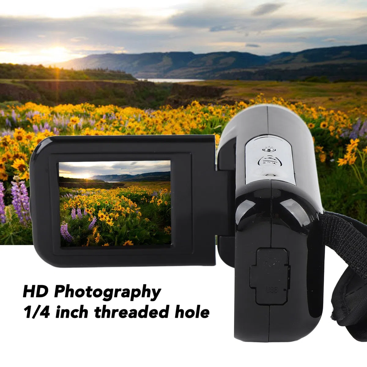 Digitale Videokamera DV -Camcorder, 1080p 16 MP 2 Zoll LCD -Bildschirm, Anti -Shake, 16 -Fach Digitaler Zoom, für Reise -Vlogging (Black)