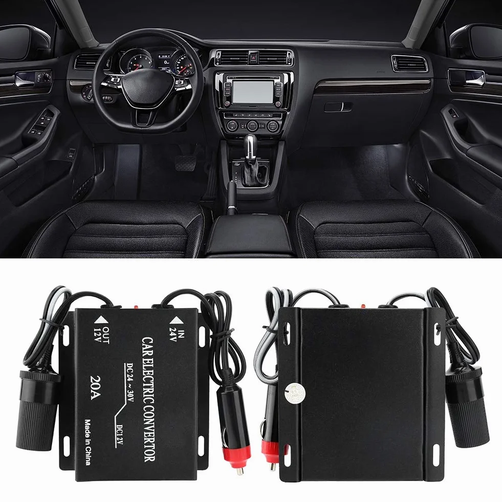 24V Auf 12V Auto Konverter, 20A Auto Stromrichter Abwärtsstromversorgungs-Stromrichter, Auto-Stromversorgungswandler Abwärtswandler Zigarettenanzündertyp für Car Audio LED Radio LKW Yacht