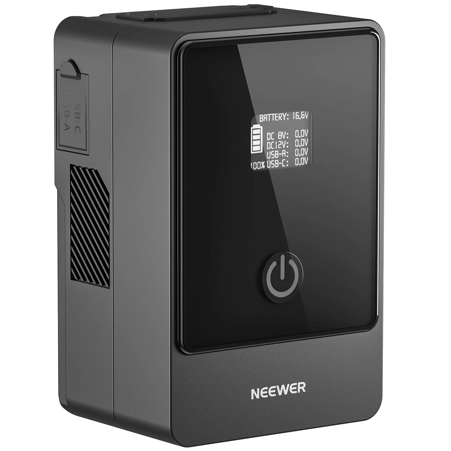 NEEWER Mini V Mount Battery, 6800mAh, 99Wh, 14,5V, Mini V Mount Akku mit 65W PD Typ C/D Tap/BP/USB A/Dual DC Anschluss/OLED Display V Lock Akku für Kamera, Camcorder, Monitor, Videoleuchte, PS099E