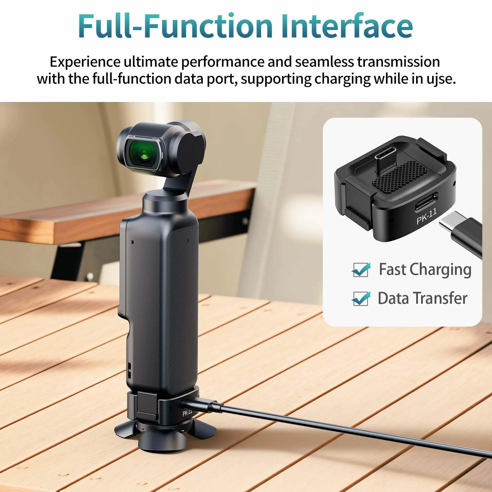 ULANZI Pocket 3 Mini Stativ Kit für DJI Osmo Pocket 3-Zubehör, Type-C-Ladeanschluss mit 1/4-Schraubenloch, für DJI Osmo Pocket 3, Smartphones, Action Kameras, Stativen, Gimbals (PK-08 & PK-11)