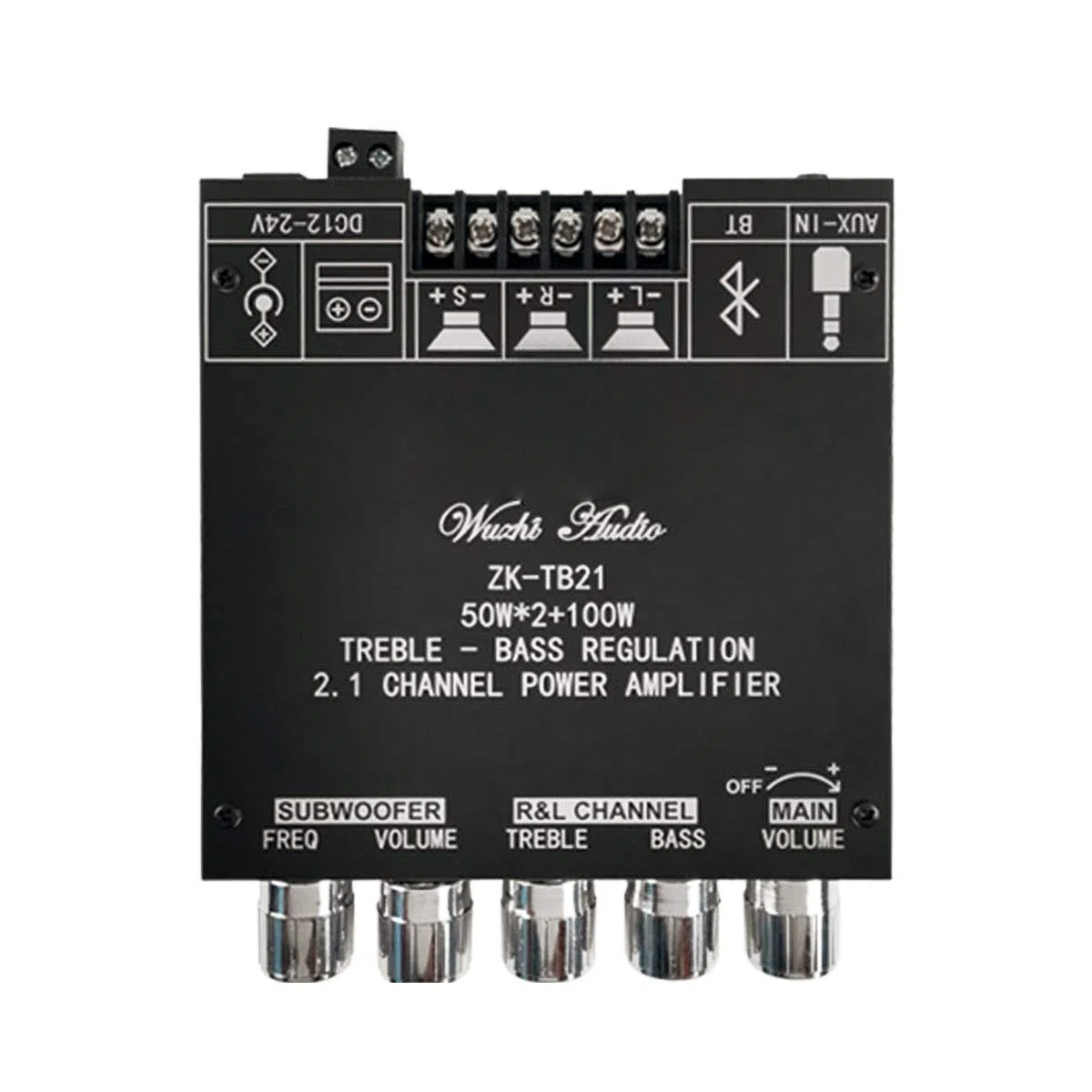 RUIZHI 2x50W + 100W 2.1-Kanal-Subwoofer Verstärker-Platine-mit-bluetooth Höhen und Bassregelung, Zwei TPA3116-Chips, DC 12-24V, Bluetooth-und AUX-Eingänge, AMP-Platine für drahtlose DIY-Lautsprecher