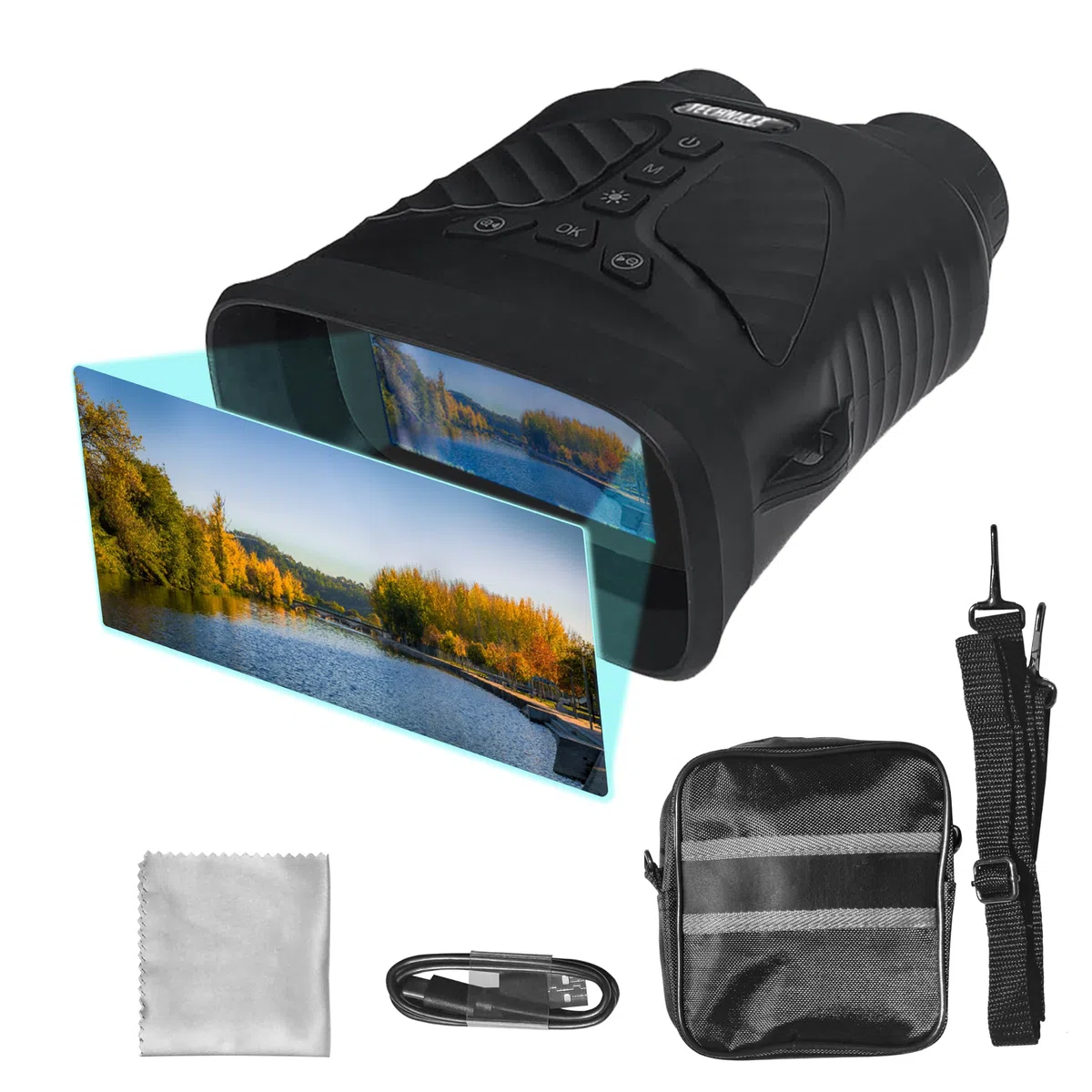 Technaxx Nachtsichtgerät Full HD 1080p 40MP 4X Optische Vergrößerung 8X Digitalzoom 850nm IR LED 150m 3 Zoll IPS Display 2500mAh Akku TX-257