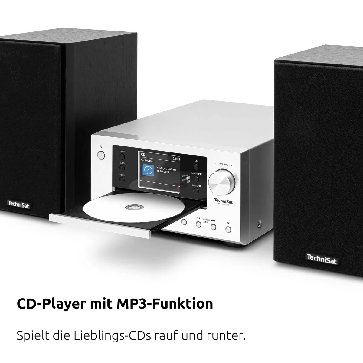 TechniSat VIOLA 710 CD IR - kompakte Hi-Fi-Anlage (Internetradio, DAB+, UKW, CD-Player, Bluetooth, 2x 20 Watt RMS Stereo-Boxen, Kopfhöreranschluss, Wecker, Sleeptimer, Kompaktanlage, Fernbedienung)