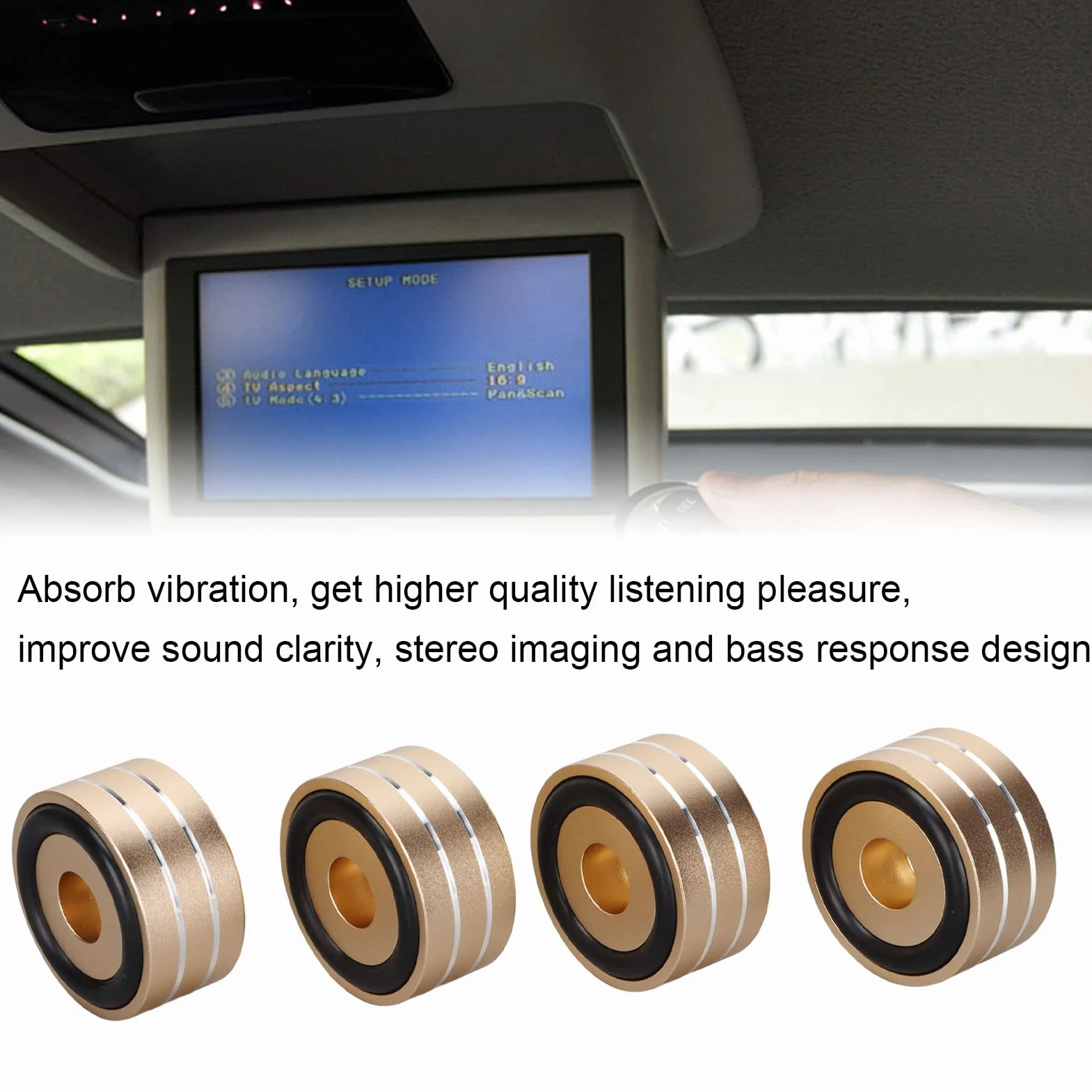 Lautsprecher-Isolations-Spike-Standfuß, 4 Stück 40 X 20 Mm Aluminium-Lautsprecher-Isolationsfüße, rutschfeste Gummi-HiFi-Plattenspieler-Isolationsfüße, für DAC-Verstärker-Recorder-Meter(Gold)