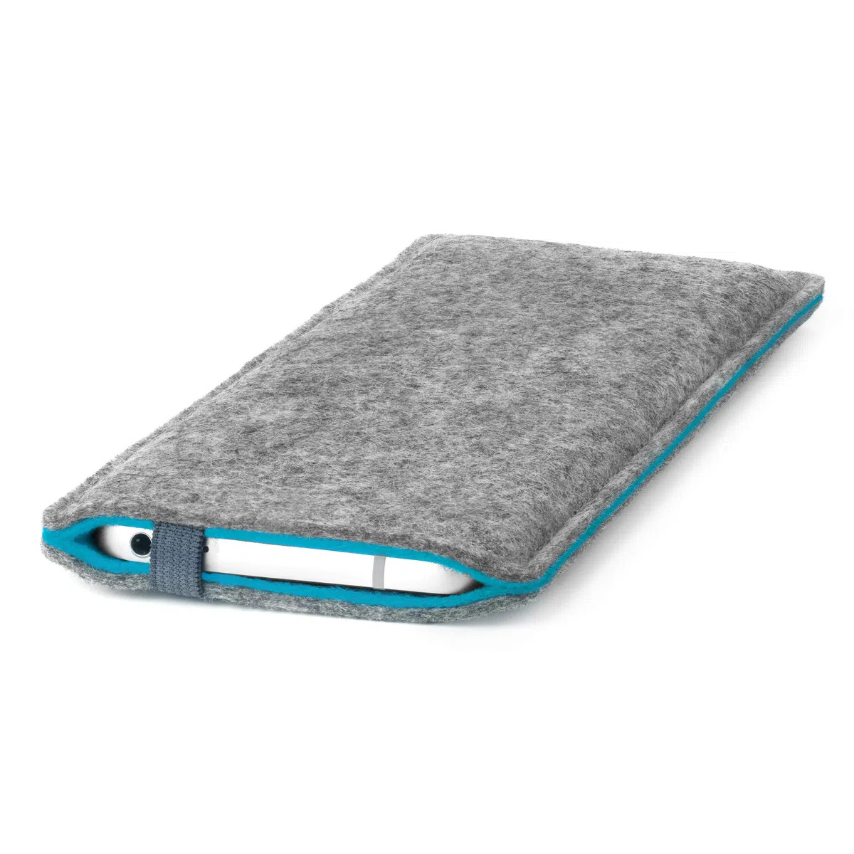 stilbag maßgeschneiderte Handyhülle Finn | Farbe: hellgrau/Azur | Smartphone-Tasche aus Filz | Handy Schutzhülle | Handytasche Made in Germany