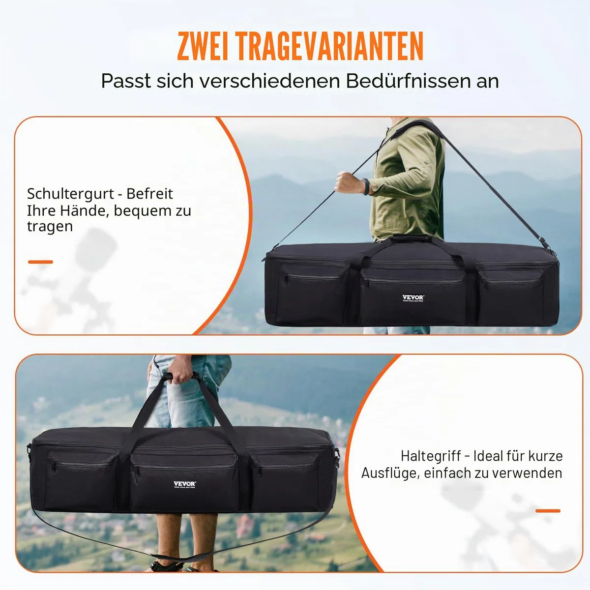 VEVOR Teleskoptasche, 1035 mm, Transporttasche für Teleskope mit festen Schnallen, mehrere Taschen & abnehmbare Trennwand für Teleskope, Teleskop-Tragetasche zur Sicherung von optischem Tubus & Stativ