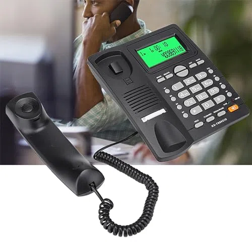 KX T880C Anrufer-ID-Anzeige, Festnetztelefon, kein Stummschaltungsfunktion für Home-Office-Wandtelefone, Festnetz-Haustelefon mit Anrufbeantworter, BT-hängendes Telefon,