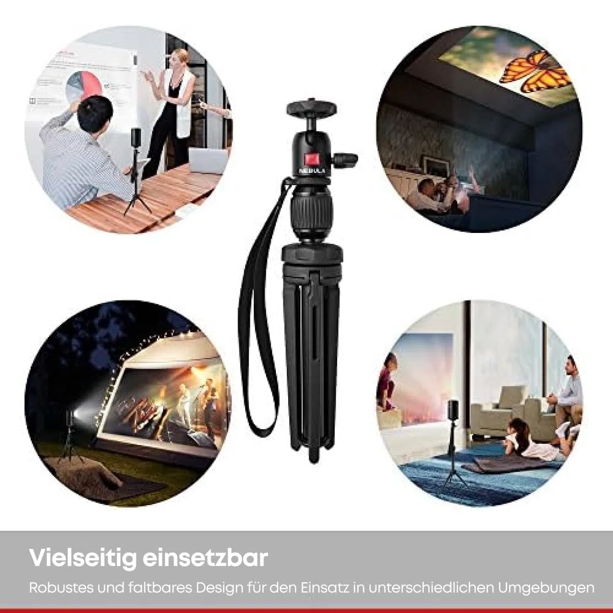 NEBULA Capsule Original Stativ, Verstellbares Dreibein-Stativ für Nebula Capsule und Capsul Max Projektoren, Kompakt, Aluminiumlegierung, Universalhalterung, Flexibler Kugelkopf, Stabiler Halt